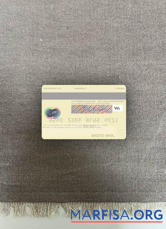 Blank Tunisia RBC Royal Bank mastercard photolook bak template